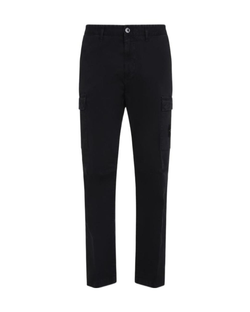 Stone Island Black Logo Patch Cargo Pants for men