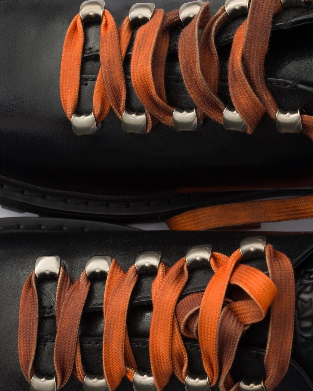 Prada Black Aged Leather Lace-Up Shoes for men