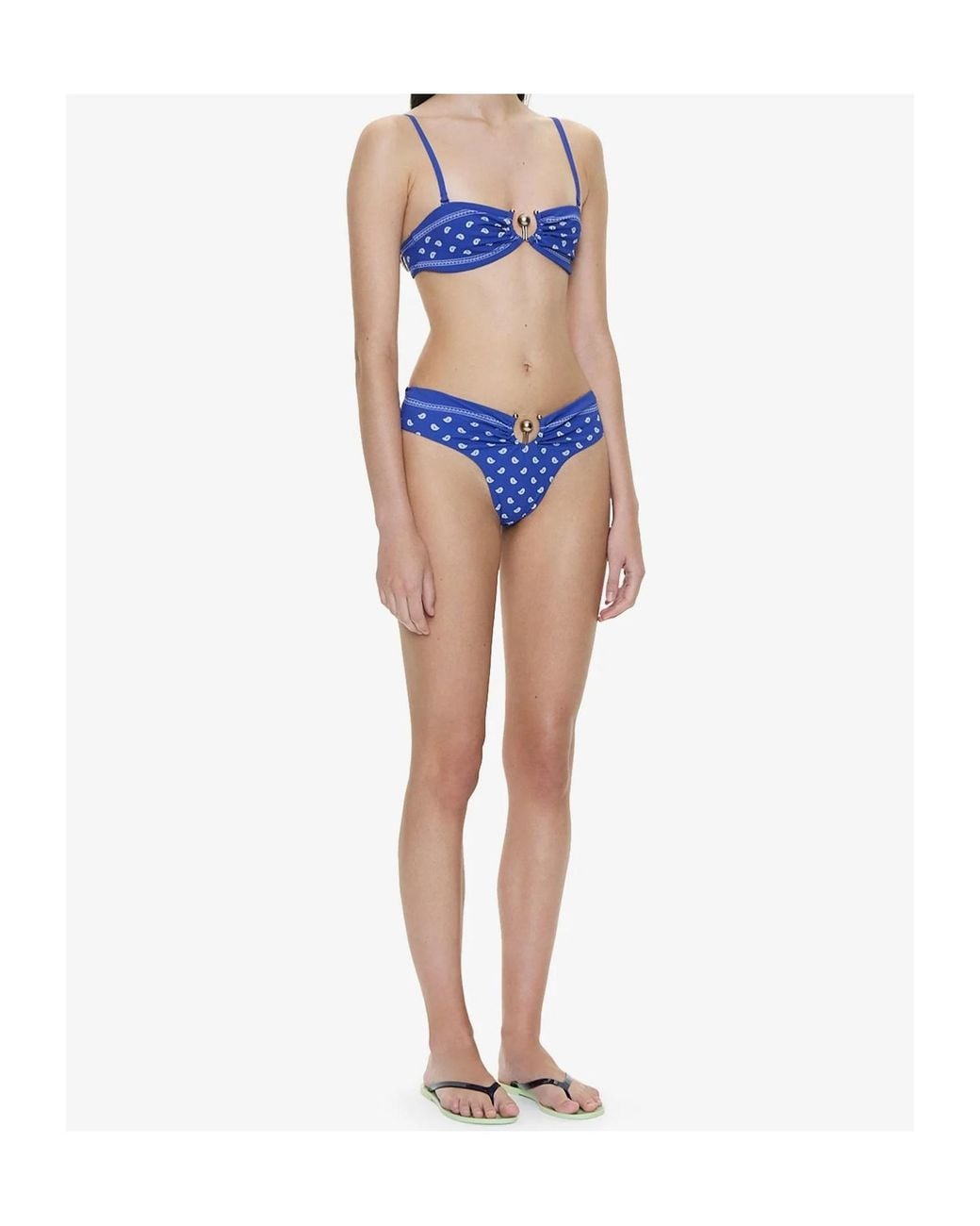Christopher Esber Blue Ruched Bandeau Bikini Top
