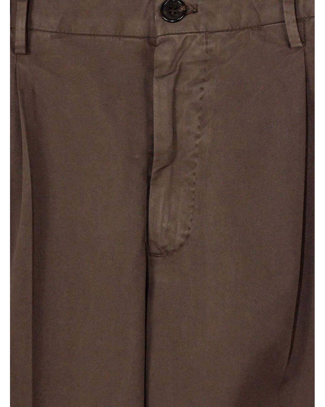 Incotex Brown Pleated Regular-Fit Pants for men
