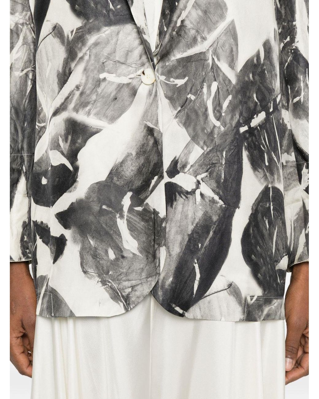 Alysi Gray Printed Collared Jacket