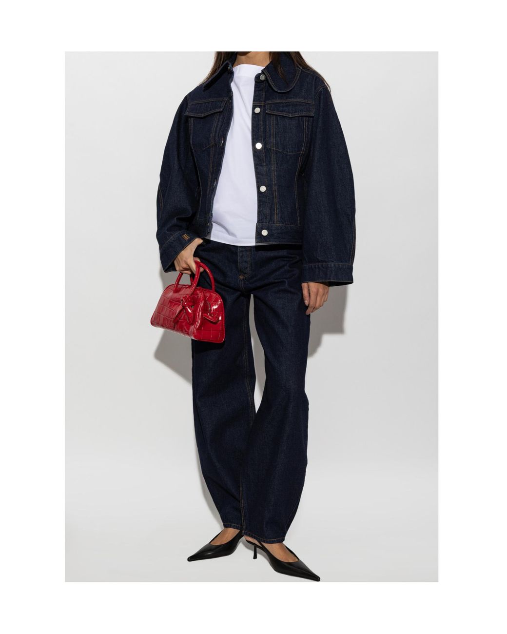 By Malene Birger Blue Villies Contrast-Stitch Denim Jacket