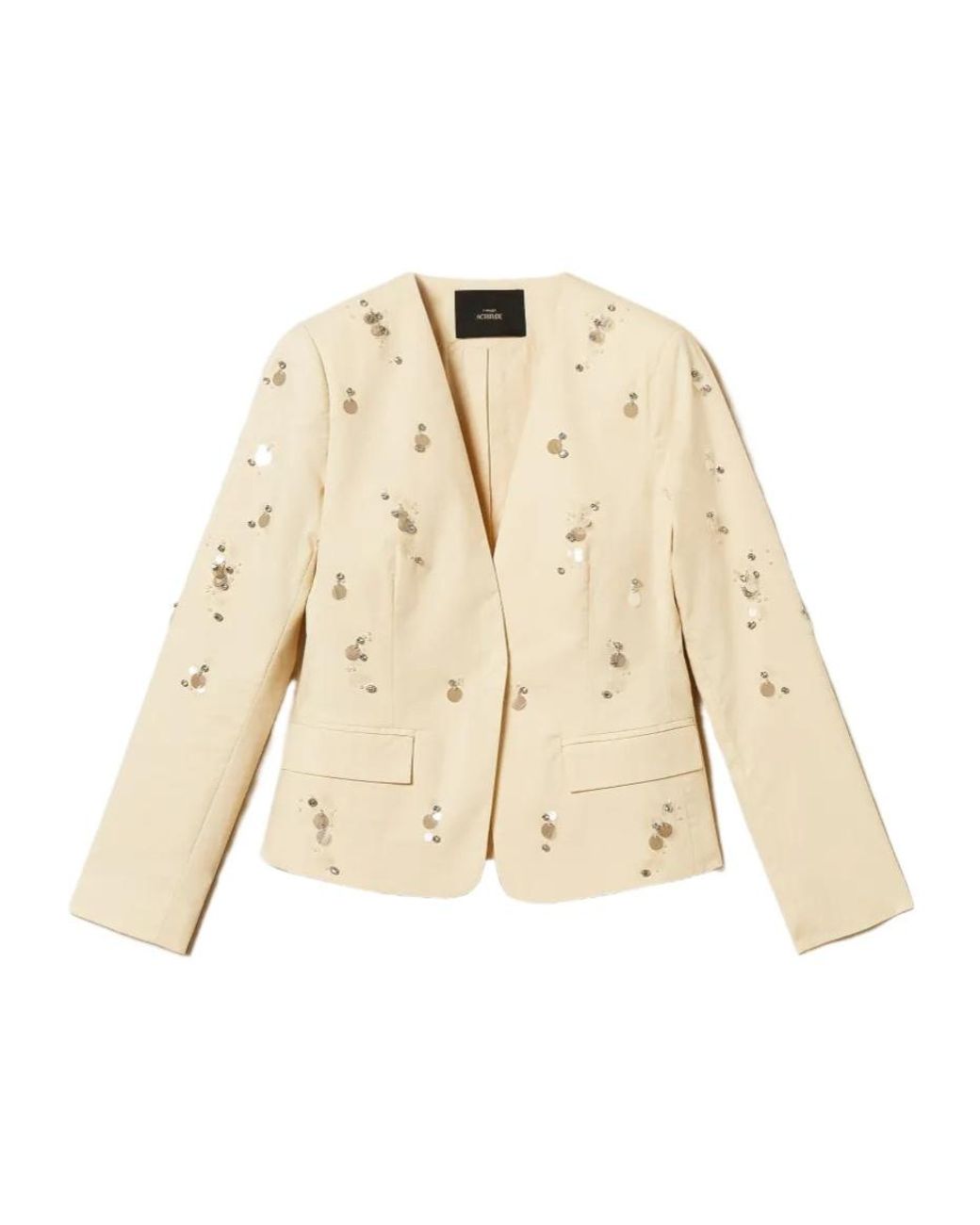 Twinset Natural Sequin-Embellished Blazer