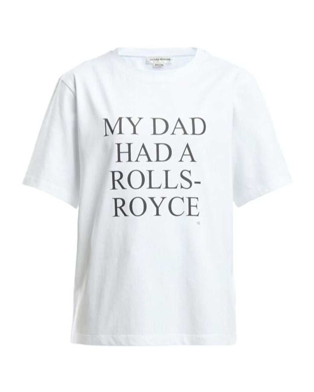Victoria Beckham White Text Printed Crewneck T-Shirt