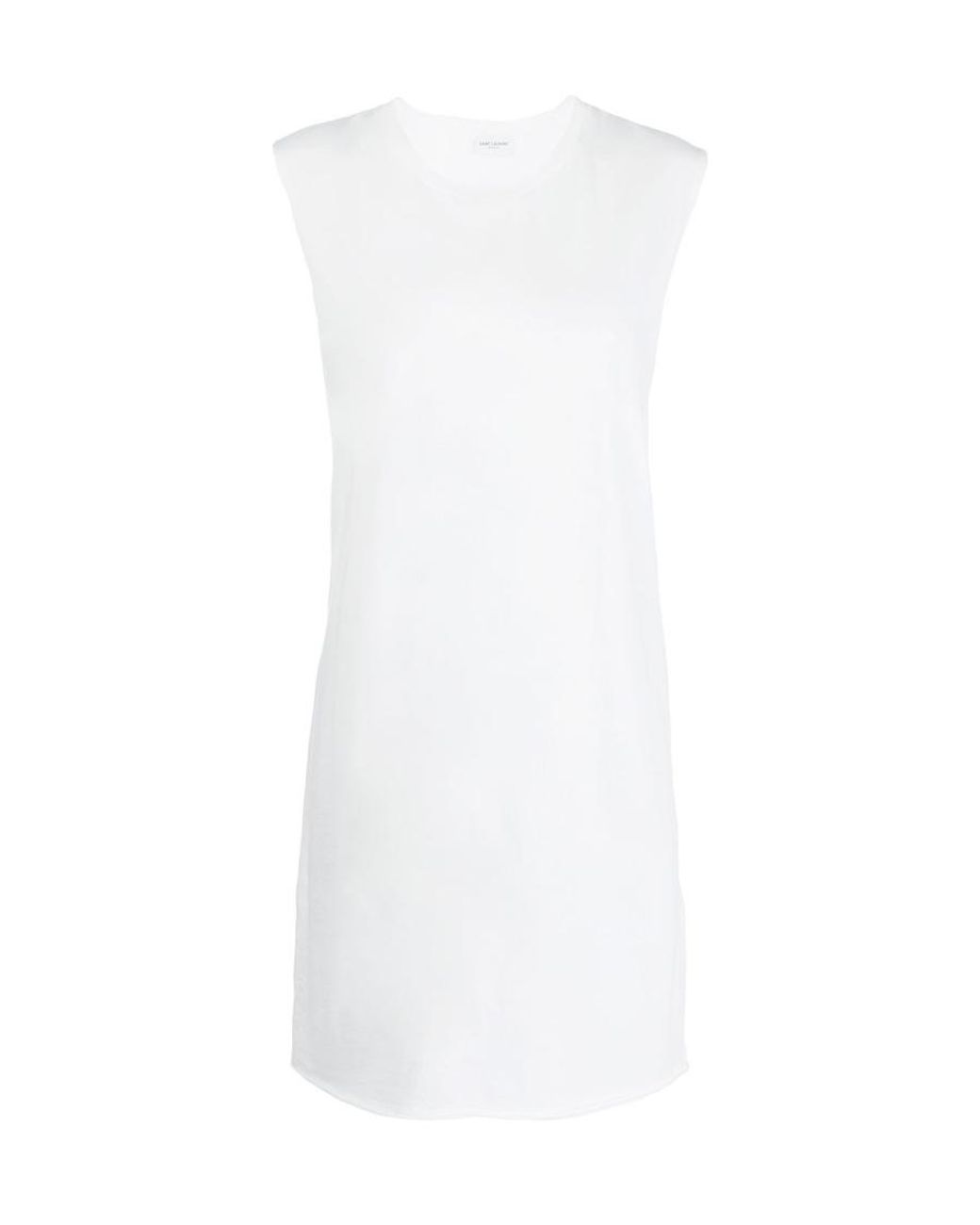 Saint Laurent White Round Collar Sleeveless Dress