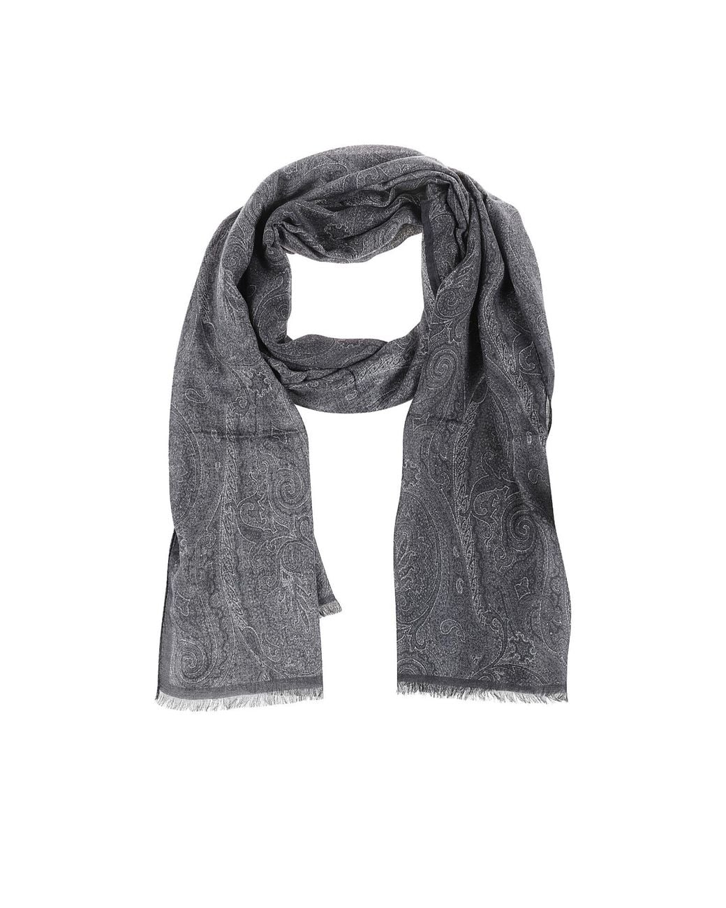 Etro Gray Paisley Modal Scarf for men