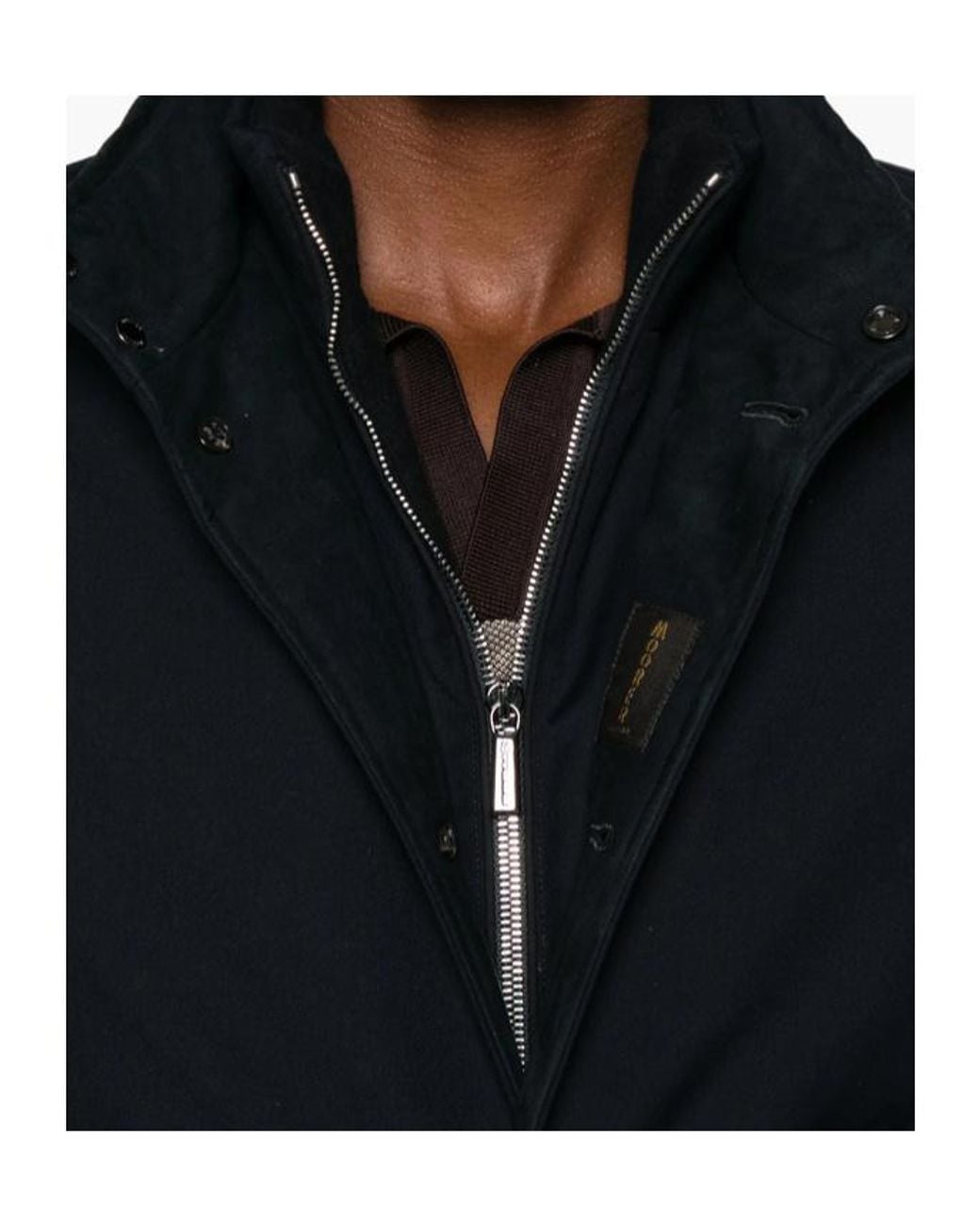 Moorer Blue High-Collar Jacket for men