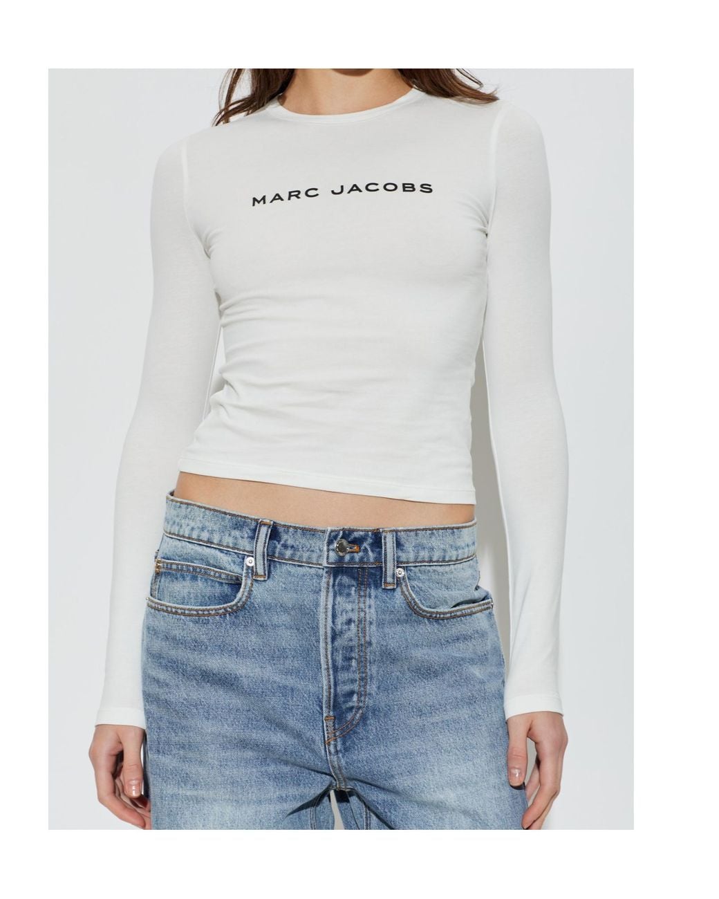Marc Jacobs White Logo Printed Long Sleeved T-Shirt