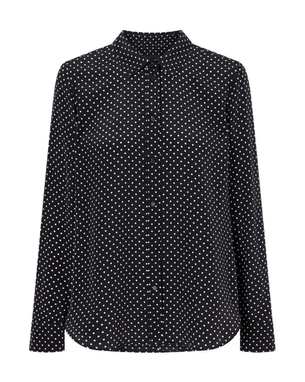Nili Lotan Blue Polka-Dot Silk Crepe De Chine Shirt