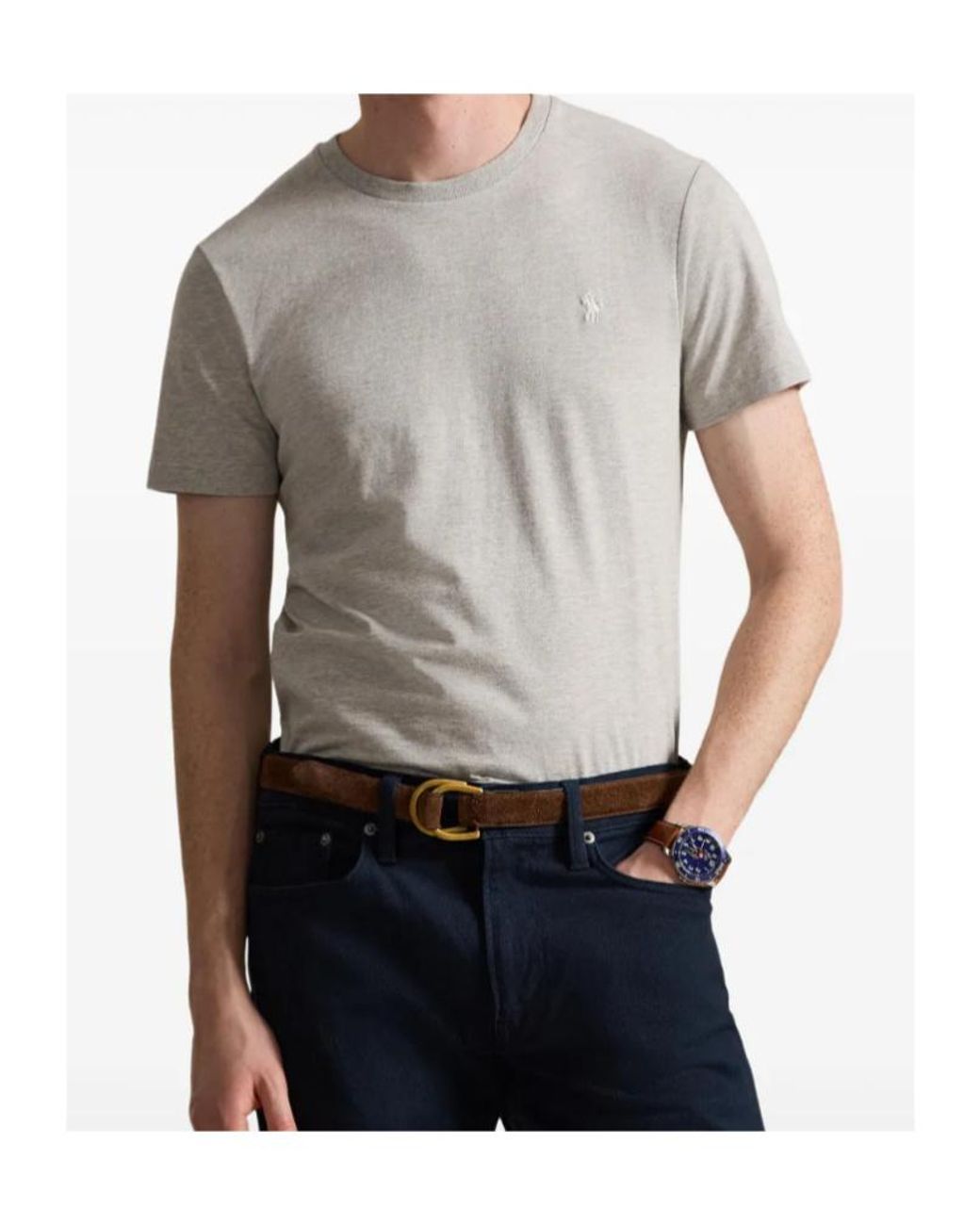 Polo Ralph Lauren Gray Logo-Embroidered Crewneck T-Shirt for men