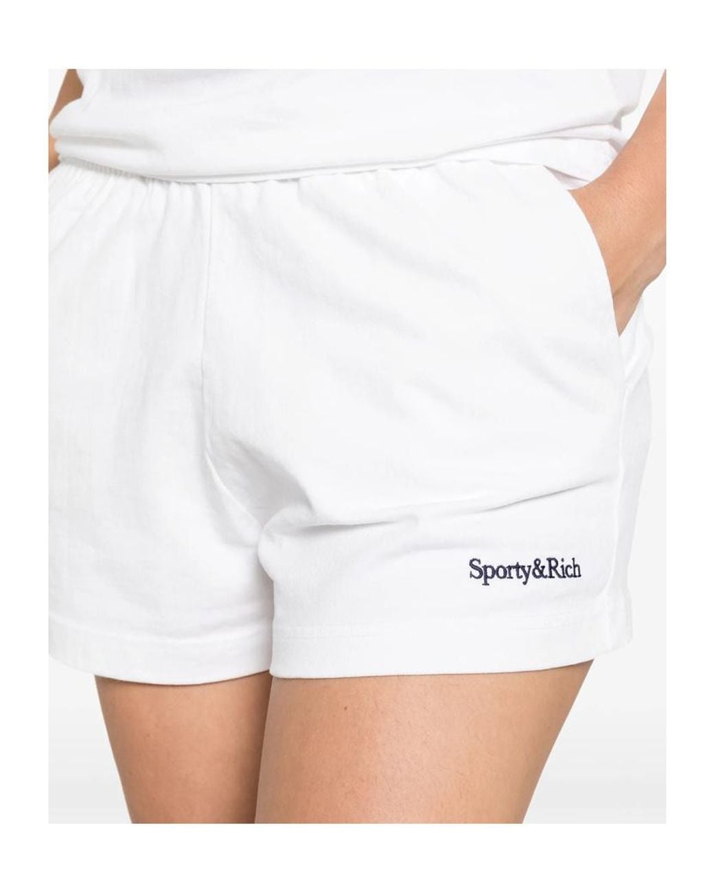 Sporty & Rich White Elastic Waist Shorts