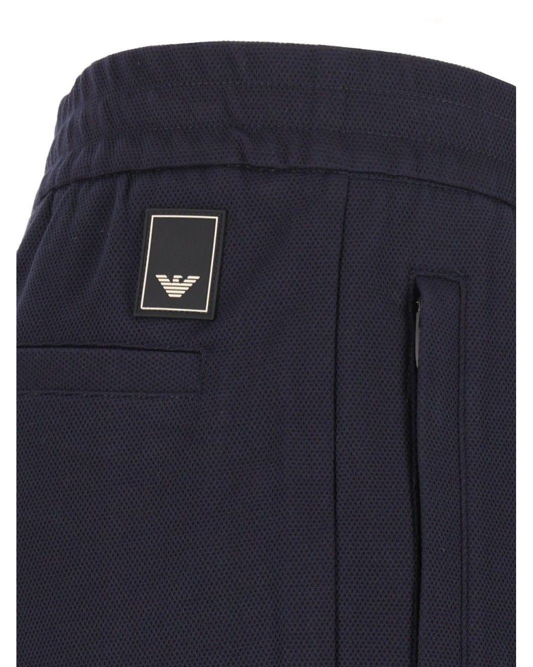 Emporio Armani Blue Elastic-Waist Straight Pants for men