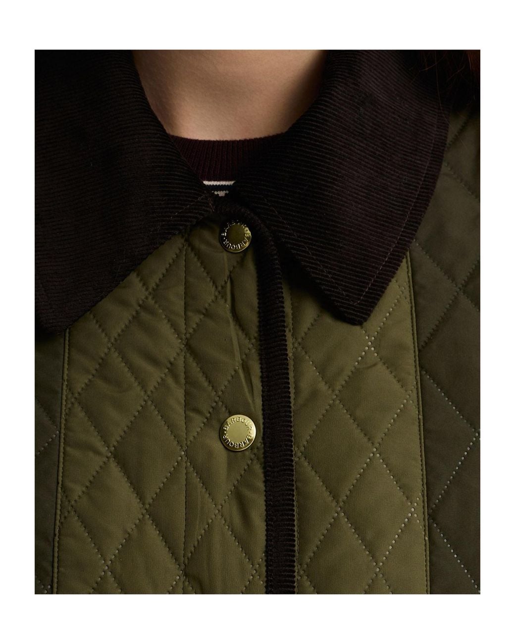 Barbour Green Diamond Quilted Cord Collar Jacket