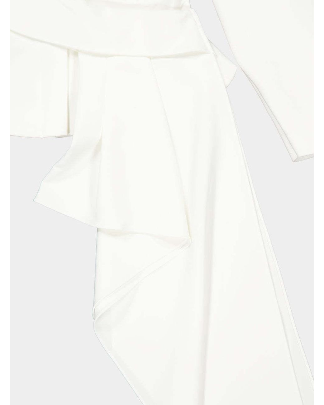Roland Mouret White Cream Off-Shoulder Draped Jacket