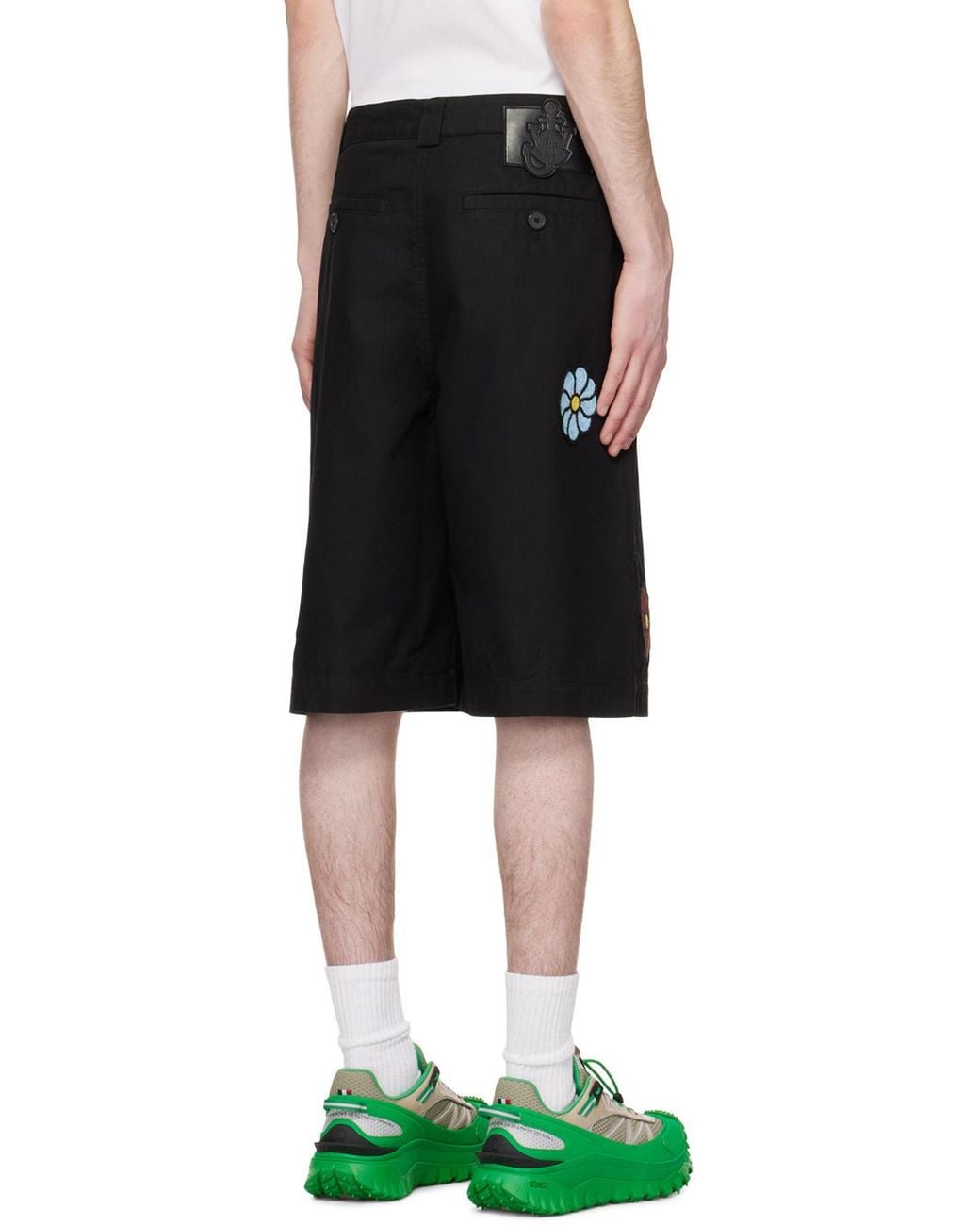 Moncler Black X Jw Anderson Floral Detailed Shorts for men