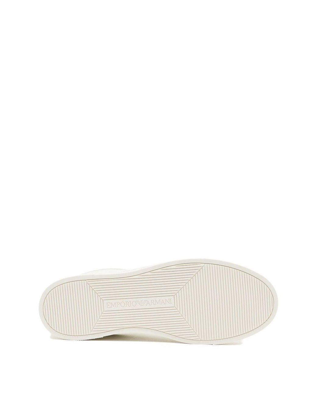 Emporio Armani White Logo-Detail Leather Sneakers for men