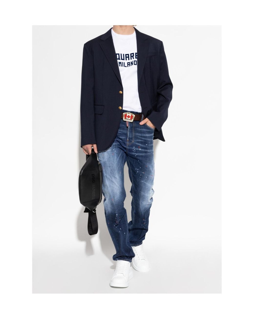 DSquared² Blue Distressed Straight-Leg Jeans for men