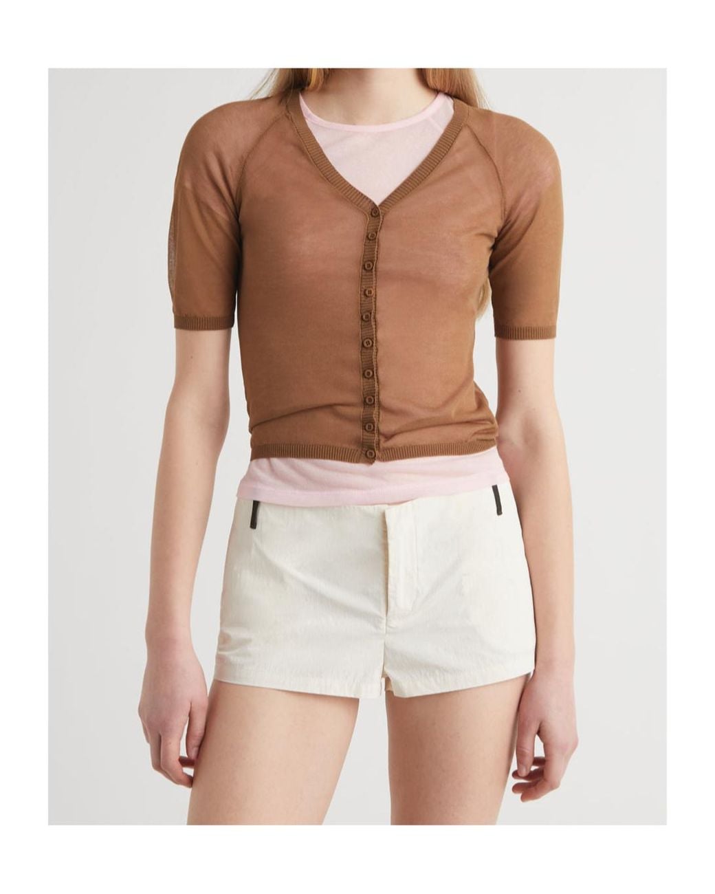 Paloma Wool Brown Short-Sleeved Knitted Cardigan