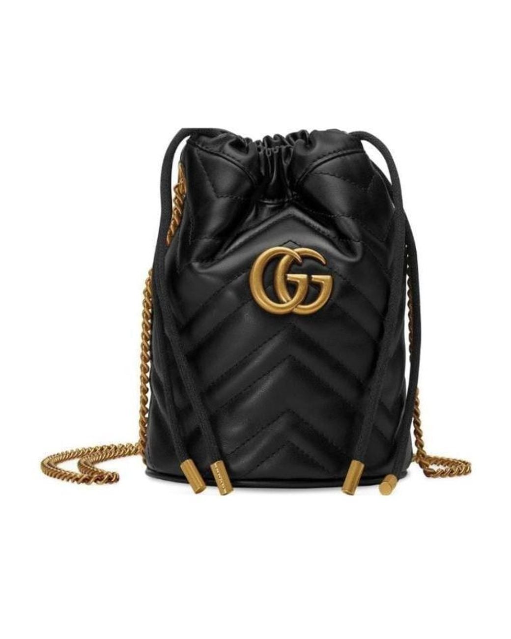 Gucci Black Gg Marmont Mini Quilted Bucket Bag
