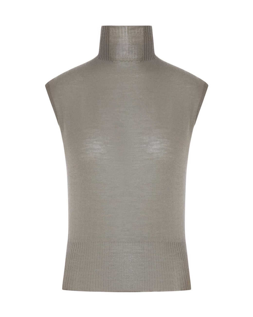Rick Owens Gray Ribbed-Knit Sleeveless Top