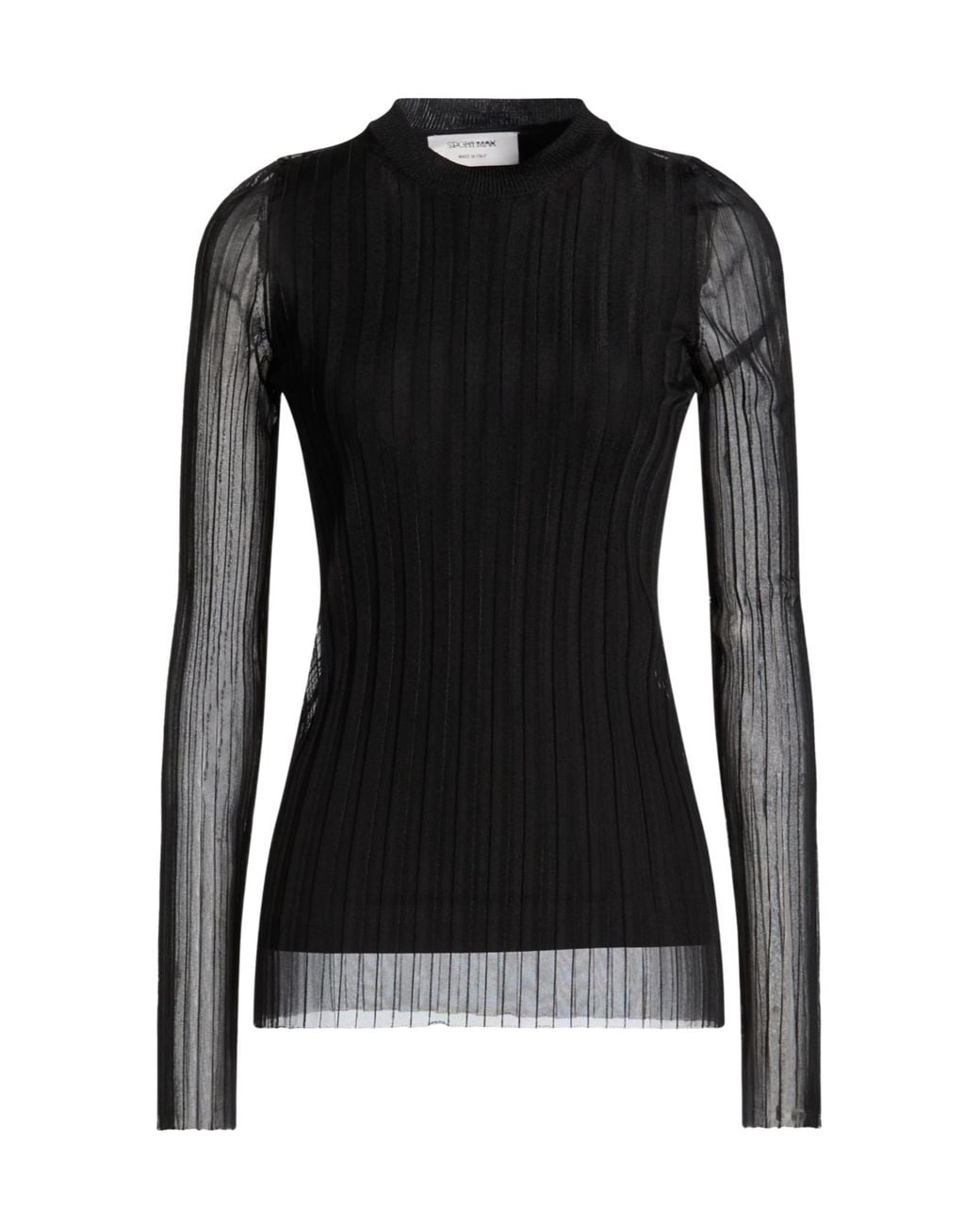 Sportmax Black Tulle Long Sleeve Top