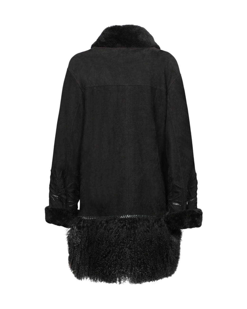 Ermanno Scervino Black Long-Sleeved Patterned Coat