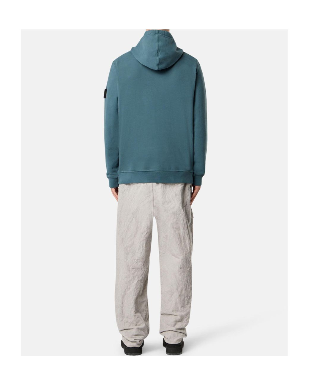 Stone Island Blue Logo Patch Drawstring Hoodie for men