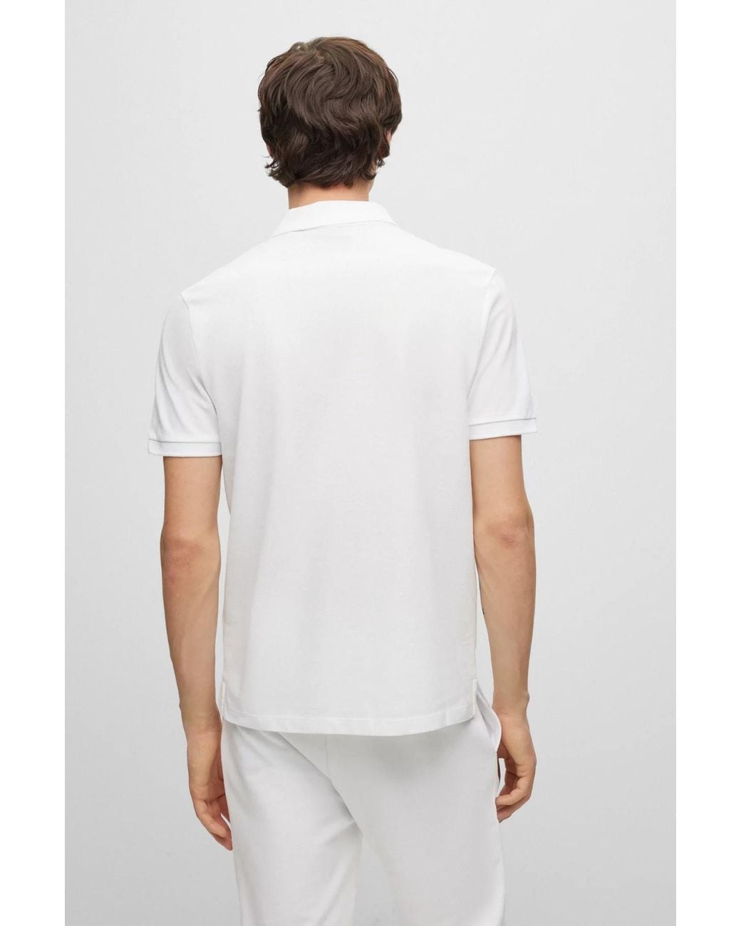 Boss White Hugo Donos Logo Polo Shirt for men
