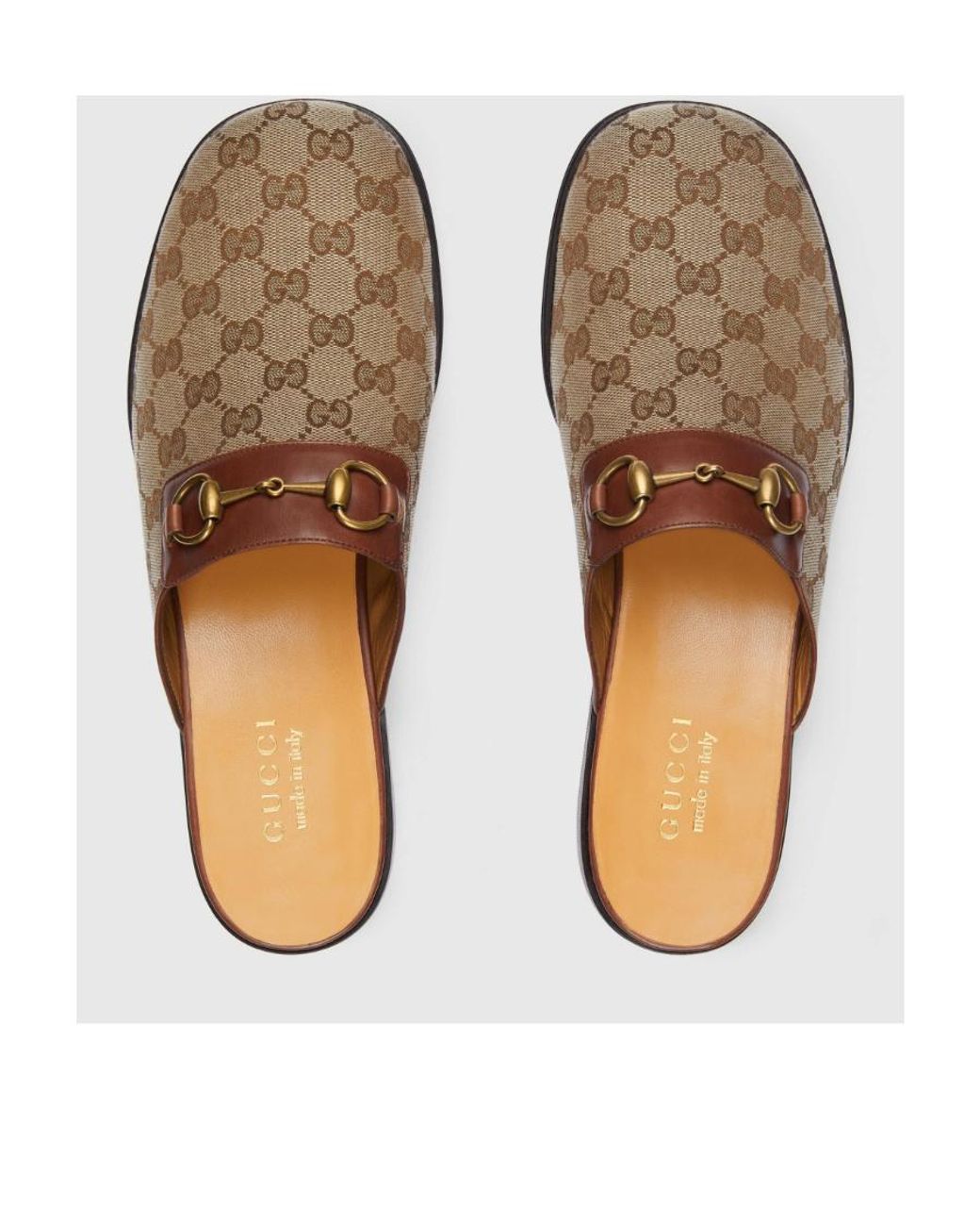Gucci Brown Monogram Slip-On Slippers for men