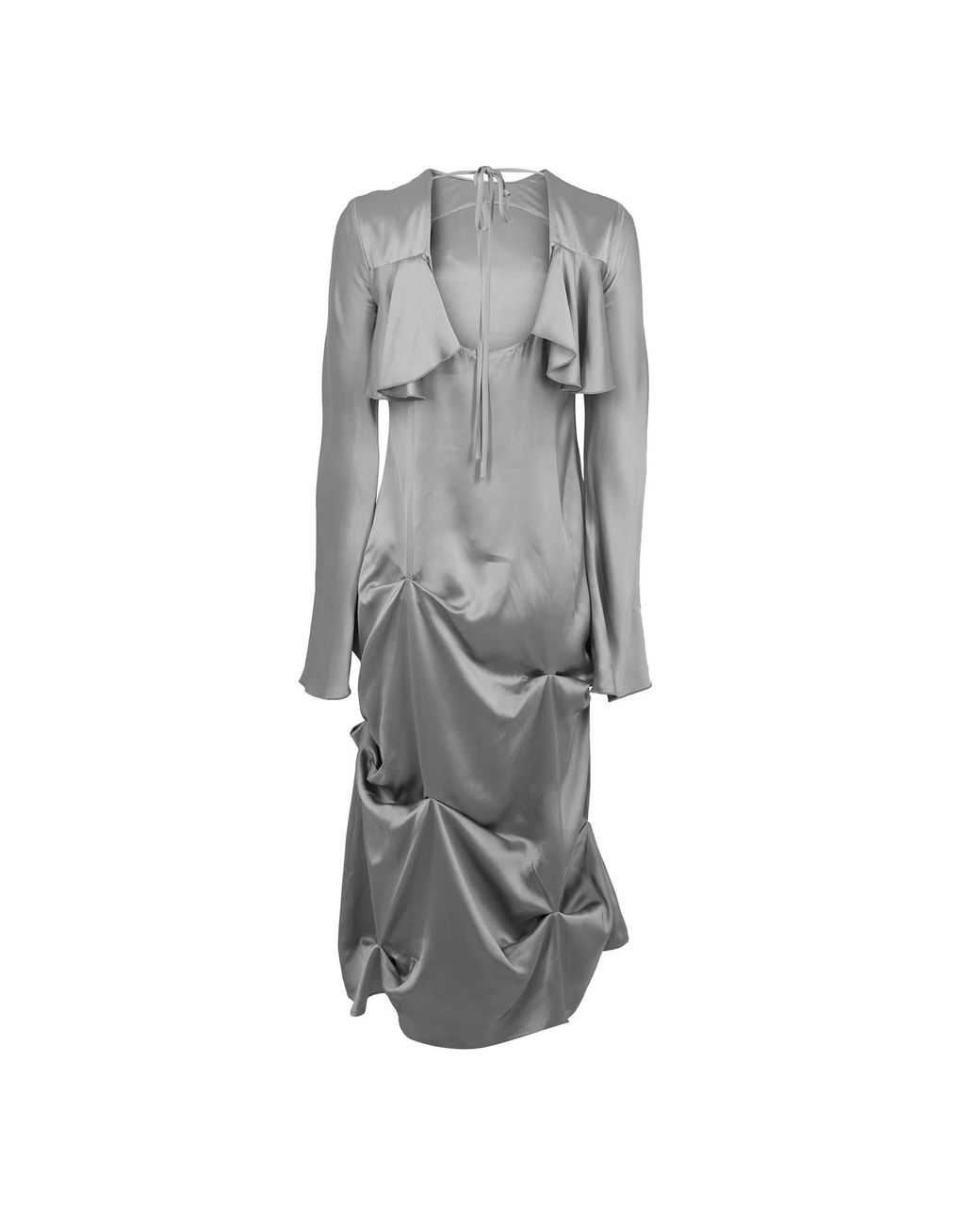 Ganni Gray Satin Maxi Dress