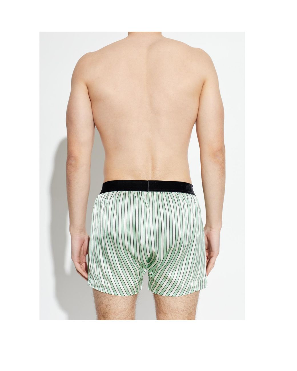 Tom Ford Green Striped Logo-Waistband Boxers for men
