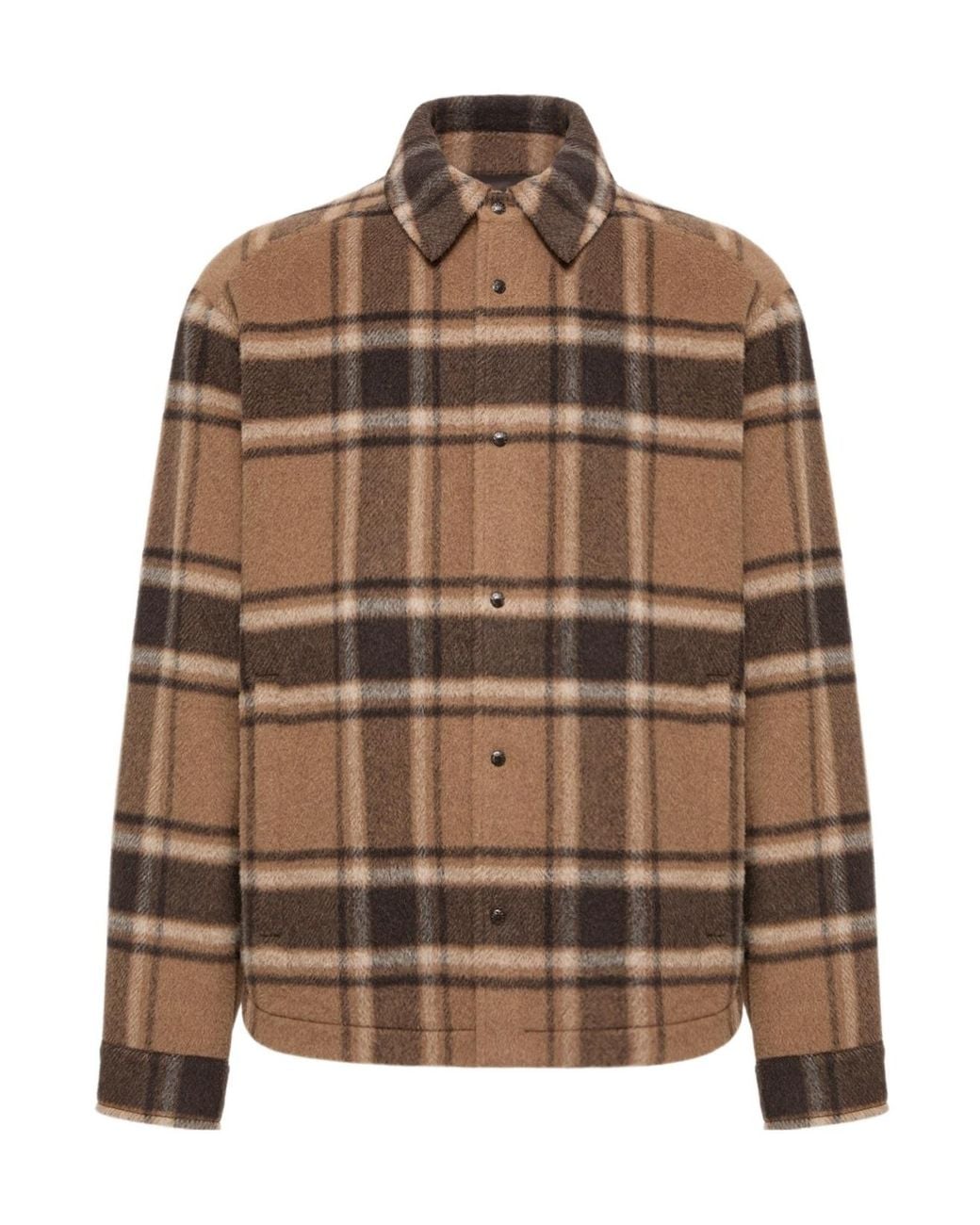 Moncler Brown Check Wool Shirt Jacket for men