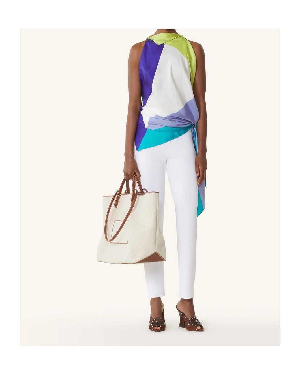 Lanvin Blue Geometric-Pattern Top