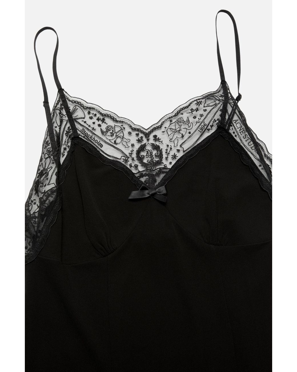 Acne Black Lace-Trim Mini Dress