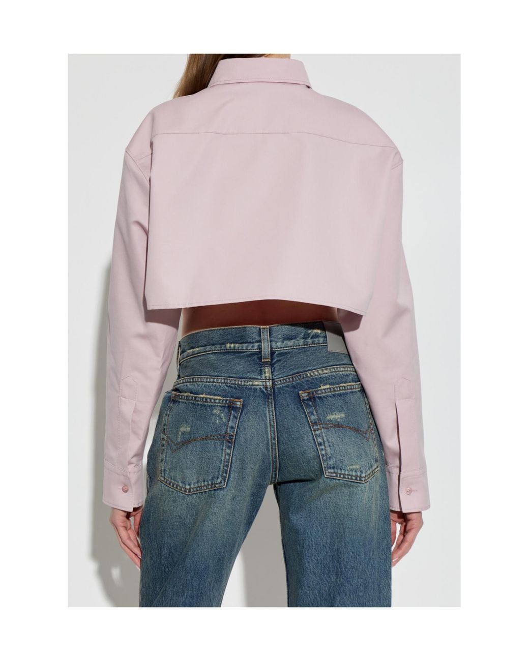 Balenciaga Pink Cropped Poplin Shirt