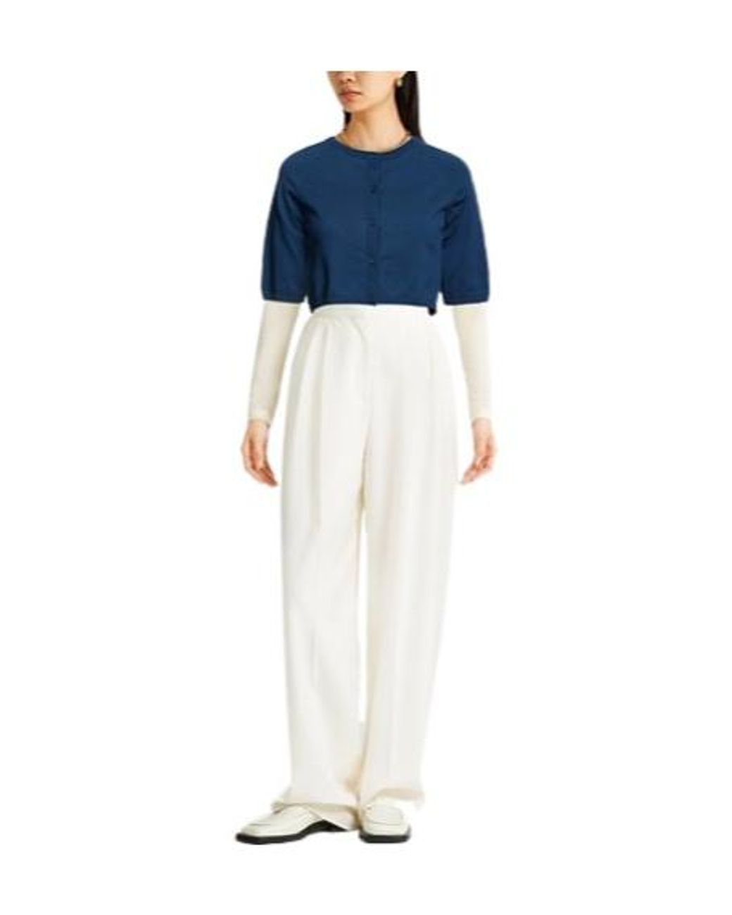 Max Mara Blue Solid-Color Knitted Short-Sleeved Shirt