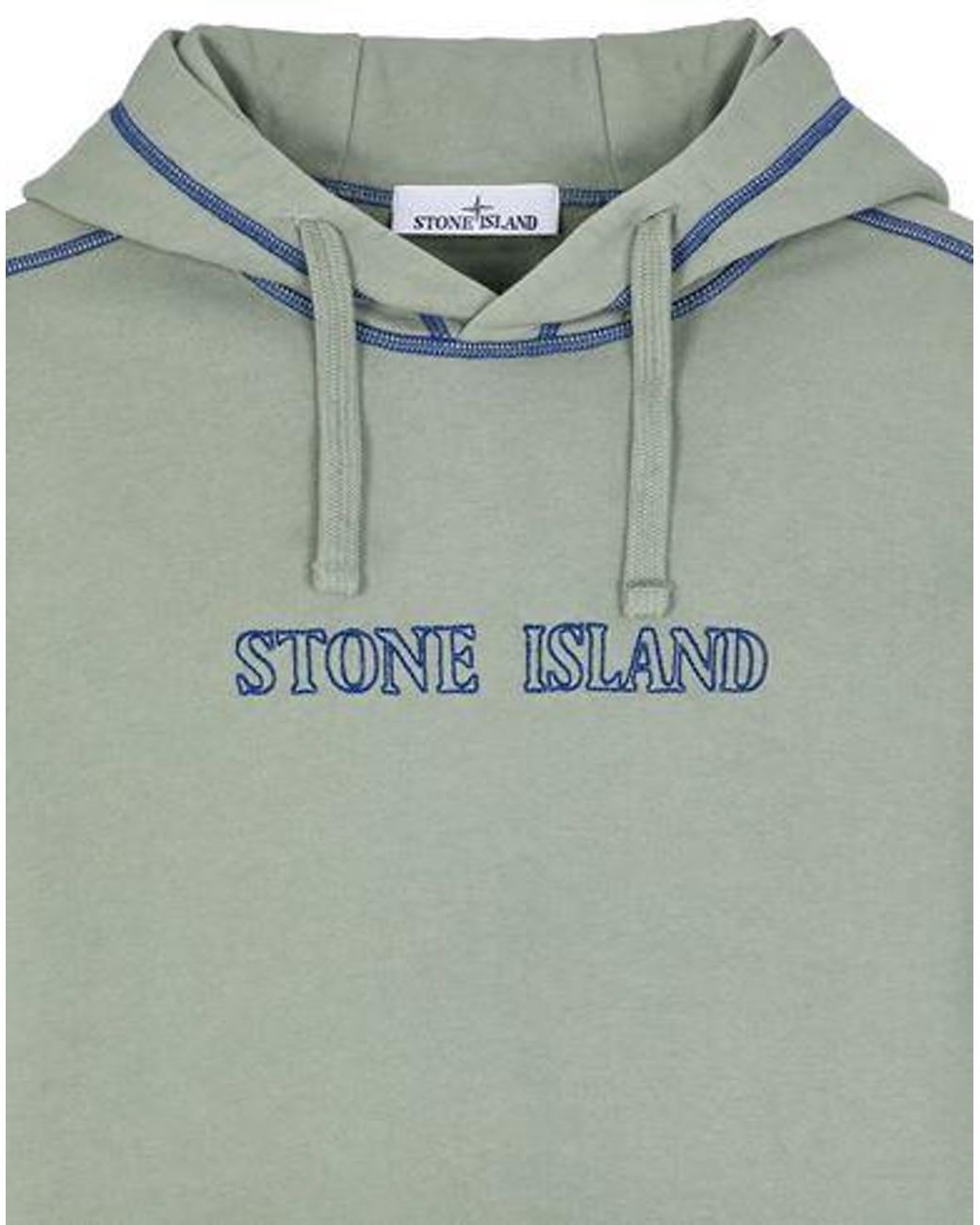 Stone Island Green Logo-Embroidered Cotton Hoodie for men