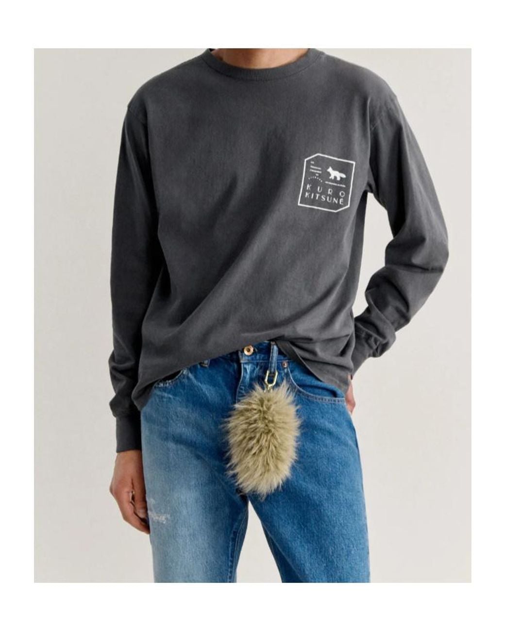 Maison Kitsuné Gray X Kuro Faded Long Sleeve Tee for men