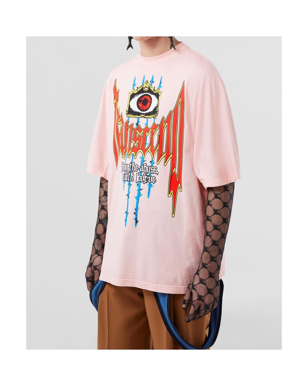 Burberry Pink Graphic-Print Cotton T-Shirt for men