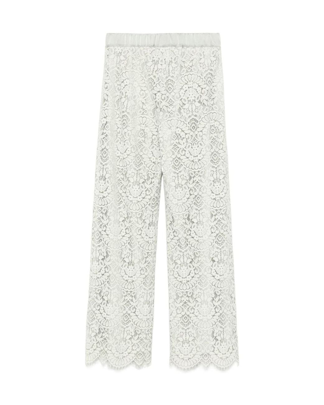 D.exterior White Lace Wide Leg Pants