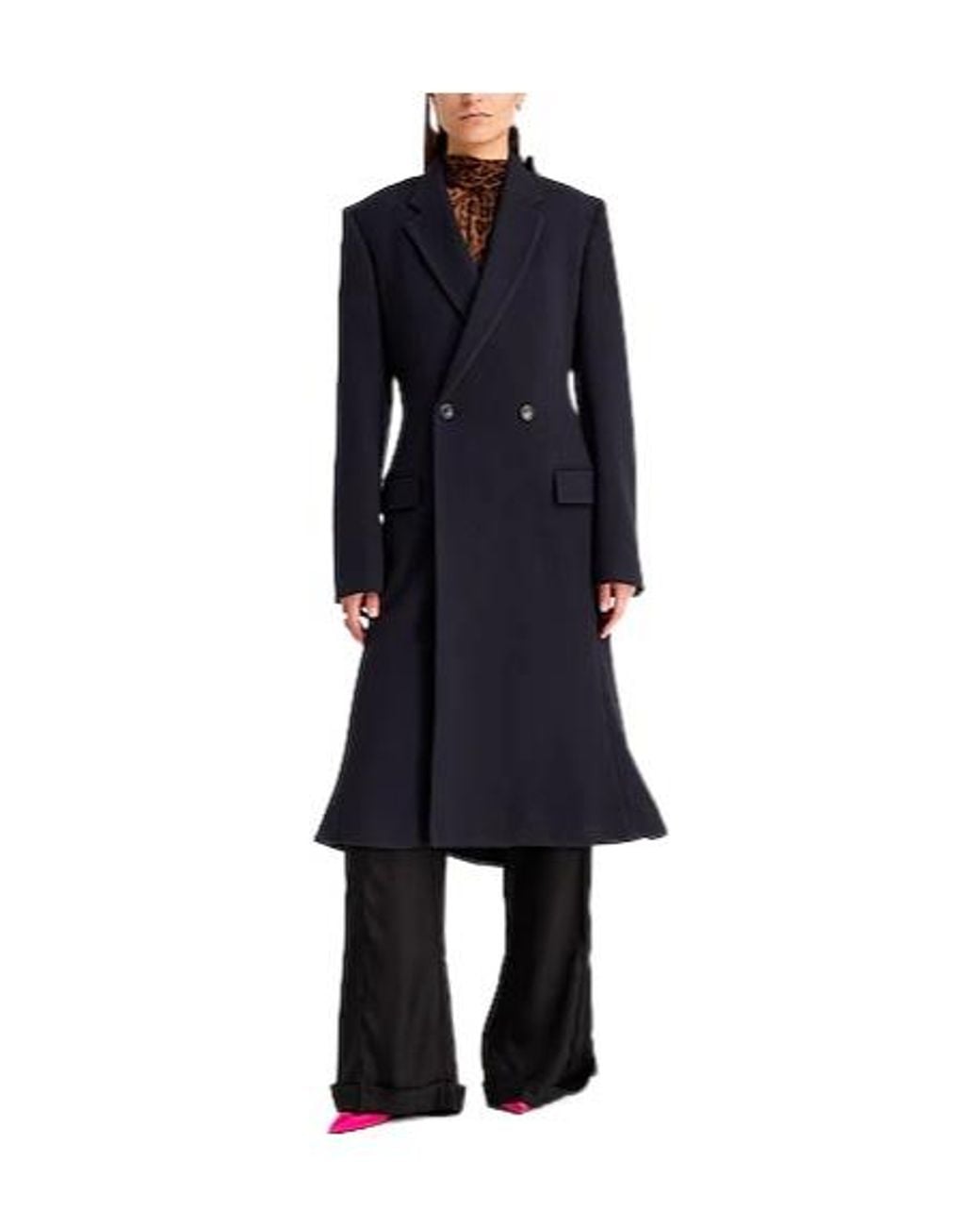 Balenciaga Blue Wool Double-Breasted Coat