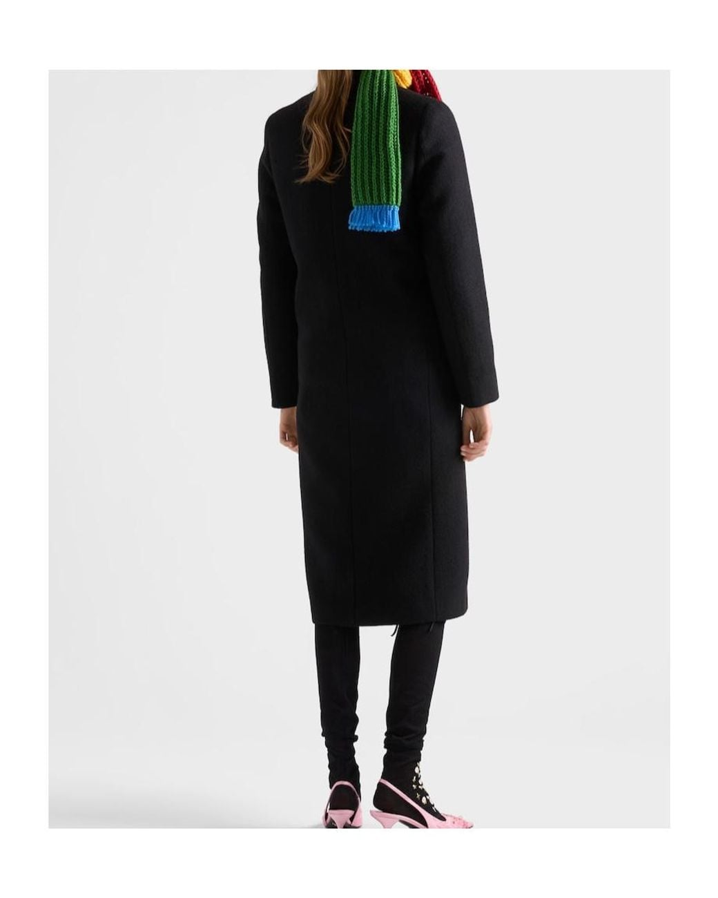 Prada Black Single-Breasted Shetland Wool Coat