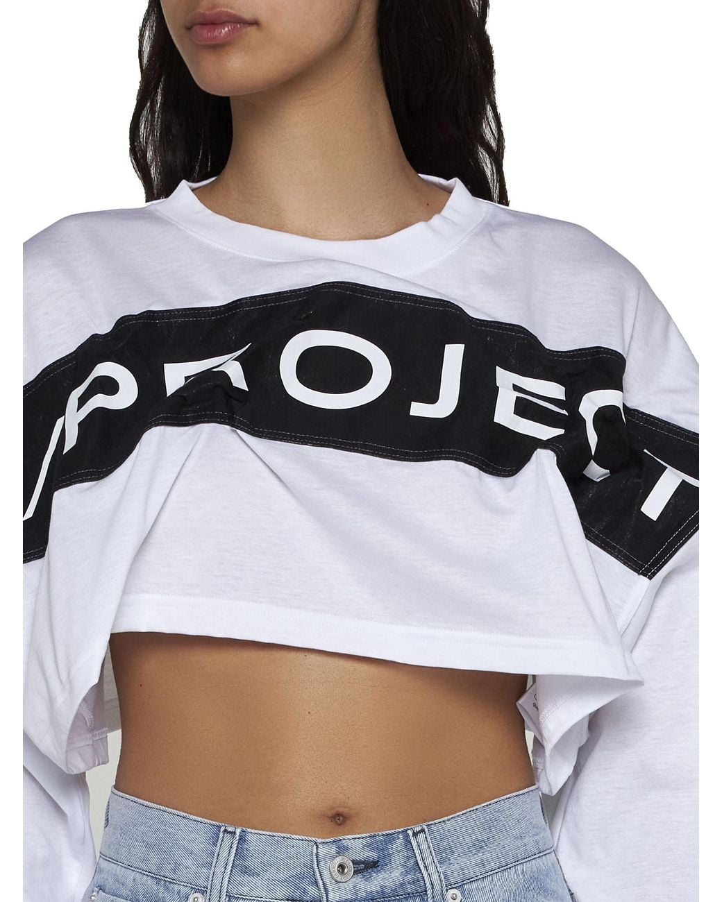 Y. Project Black Logo Detailed Cropped Top