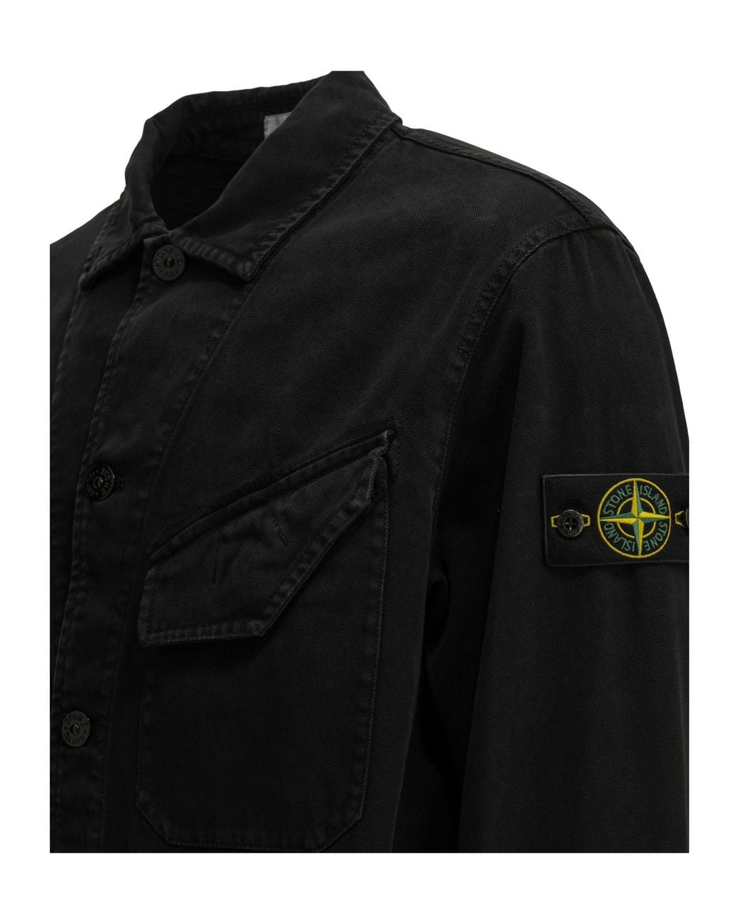 Islander Sliipper Stone Island Button-Up Badge Jacket in Black for Men | Lyst