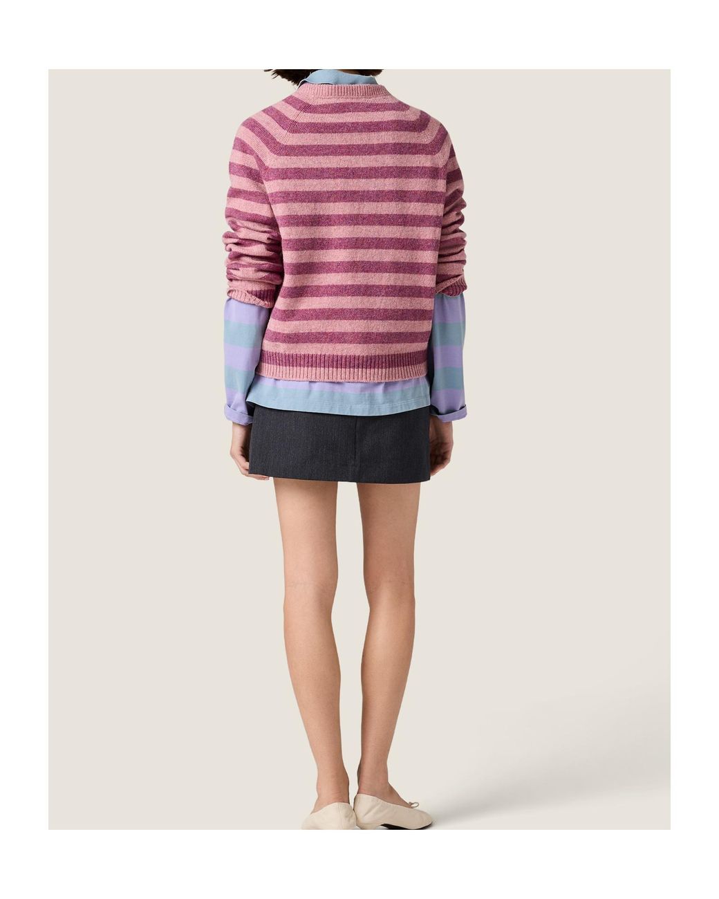 Miu Miu Pink Wool Crew-Neck Sweater