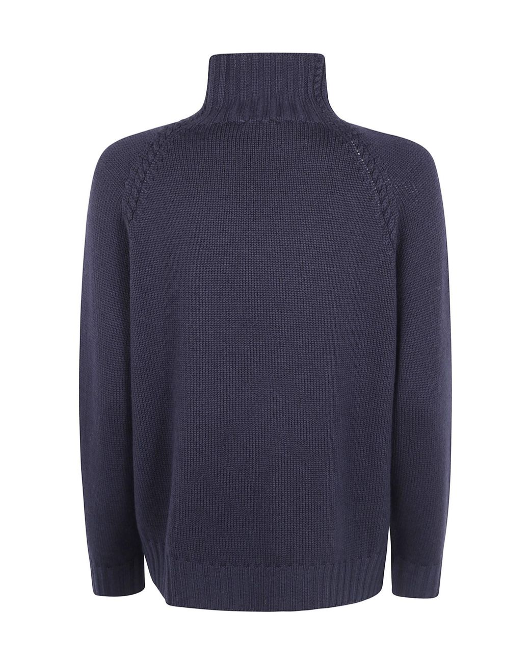 Rossopuro Blue Cable-Knit High-Neck Sweater
