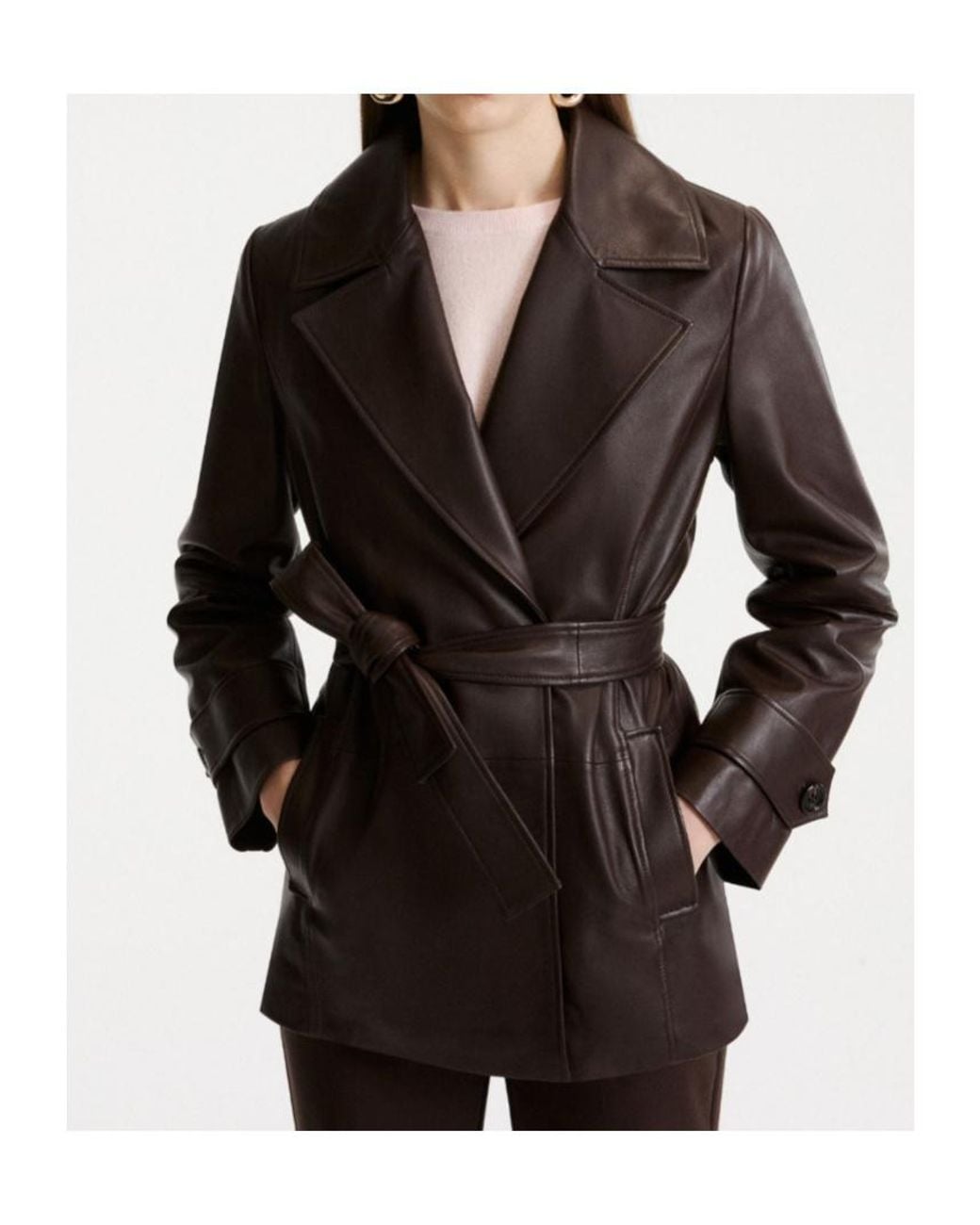 Marella Black Nappa Leather Trench Coat