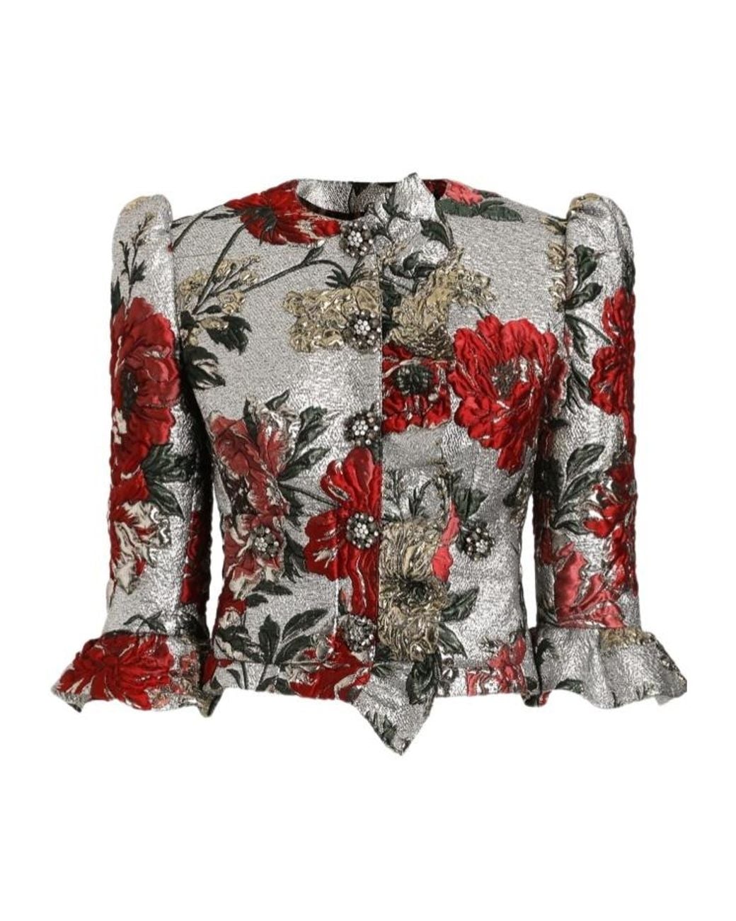 Dolce & Gabbana Red Single-Breasted Floral Jacket