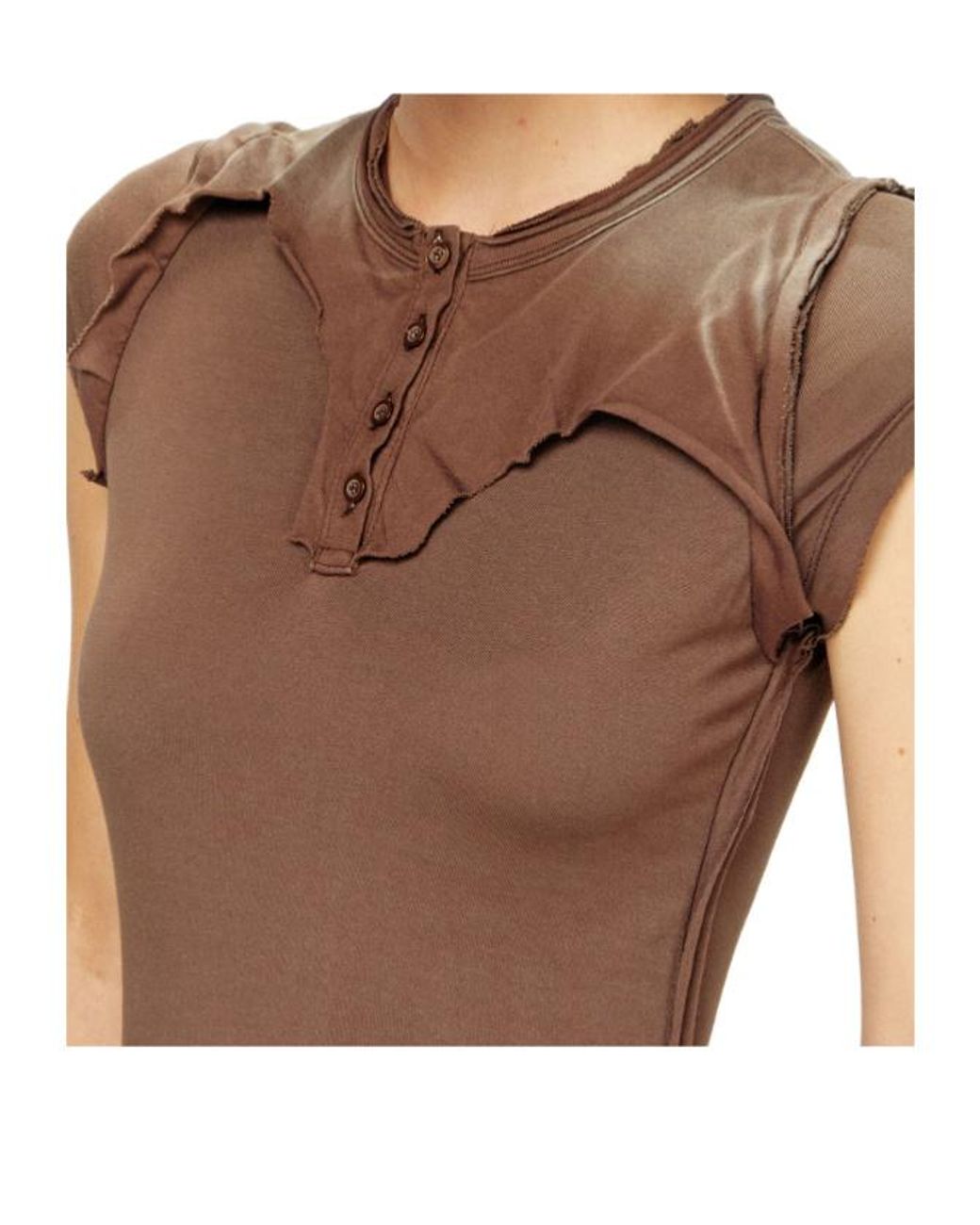 DIESEL Brown D-Jary Henry Neck Short Sleeved Dress