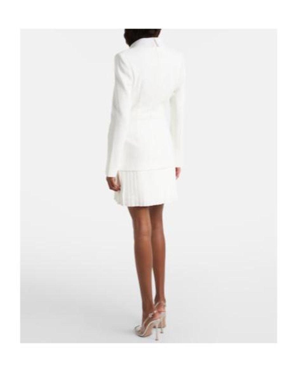 Rebecca Vallance White Bridal Atlas Pleated Blazer Dress